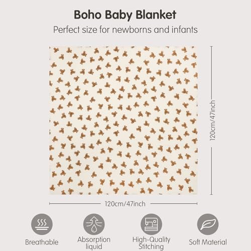 Image of insular Muslin Swaddle Blankets for Boys Girls, 2 Pack Receiving Baby Blanket Large 47 x 47 inches, Soft Breathable Swaddling Wrap for Unisex Newborn, Teddy Bear&Floral