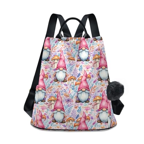 Sac à dos imprimé nain rose contre le vol avec poches zippées dos