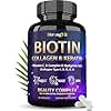 Biotin with Hyaluronic Acid, Keratin, and Collagen Supplements - Hair Growth Vitamins for Women and Men, Healthy Nails and Skin, B1, B2, B3, B6, B7 Complex, USA