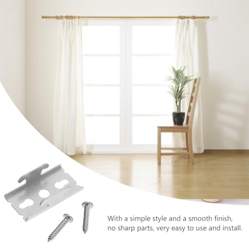Amosfun Curtain Rod Brackets 4 Pack Low Profile Metal Rod Holders 1.61X0.82X0.39In Wall Mount Curtain Accessories for Window Treatment Home Decor - Image 5