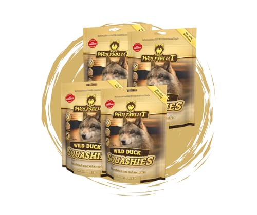 Wolfsblut Squashies Wild Duck SB - Hundesnack – getreidefreie Softsnacks mit Entenfleisch & Moringa – für kleine Hunde – Ergänzungsfuttermittel – 4 x 350g - Kroketten in Small Breed