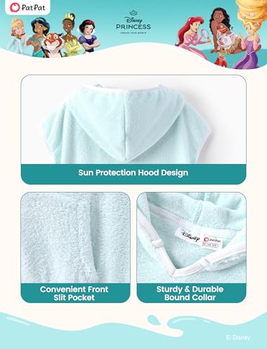 Image of Disney Marvel Princess Frozen Stitch Elsa Girls Hooded Swim Cover Up for Swimsuit Bathing Suit Swimwear Pocket 4-7 Years