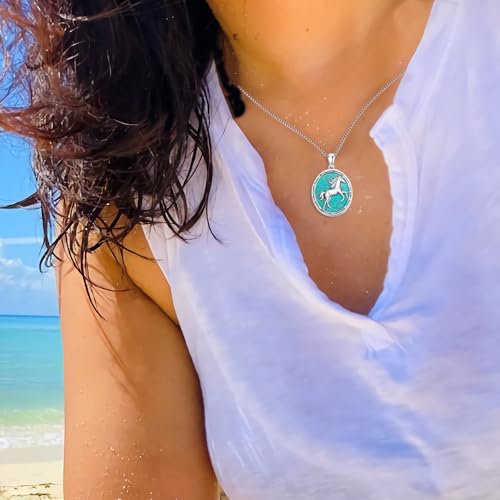 Genuine Turquoise Horse Necklace, Sterling Silver Native American Boho Western Pendant Jewelry Birthdays Gift for Women2