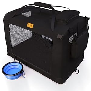 PetProved Transportin Perro Mediano Coche Transportin para Perros Gatos Plegable 60x42x42cm Trasportines Perro Mediano Transportador de Perros (Negro M 60 x 42 x 42 cm)