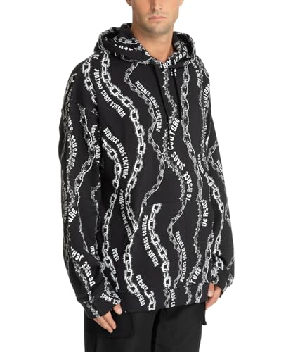 VERSACE JEANS COUTURE Men Hoodie Chain Couture Black - White VERSACE JEANS COUTURE Men Hoodie Chain Couture Black - White