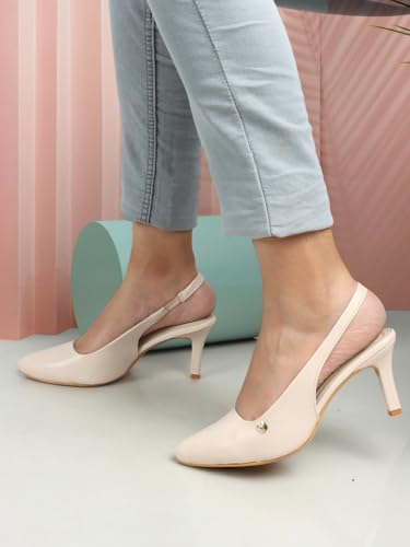 Image of ELLE Women Stylish and elegant Slingback Kitten Heel Mule Sandal