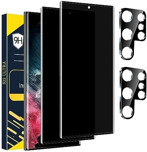 Protector de pantalla de privacidad para Galaxy S22 Ultra, vidrio templado 9H, soporte de huella digital ultrasónico, curvado en 3D, película