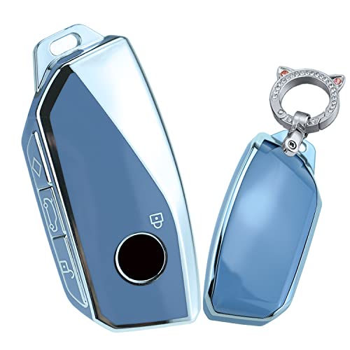 ontto Custodia per Chiave Auto, Adatta per BMW X7 223i M Sport Active iX40 IX50 xDriveToure 7 G07 IX XM I7 TPU Silicone Portachiavi Custodia Portachiavi Argento Bianco