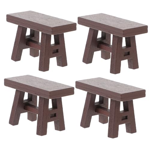 TOYANDONA Mini Taburete De Madera para Casa De Muñecas, Modelo De Taburete De Madera En Miniatura, 4 Uds.