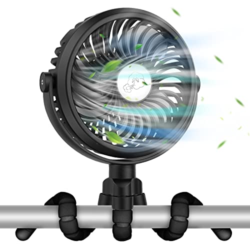 Image of VASG Battery Operated Stroller Fan, Portable Handheld Mini Fan Clip on Fan with Flexible Tripod, USB or Battery Powered Desk Fan, 3 Speeds and Rotatable Personal Fan for Car Seat, Crib, computer fan