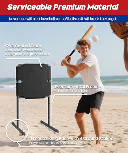 Image of Garbuildman Baseball Strike Zone Target for Plastic Balls, Portable Metal Frame Pitching & Hitting Training Tool for Outdoor
