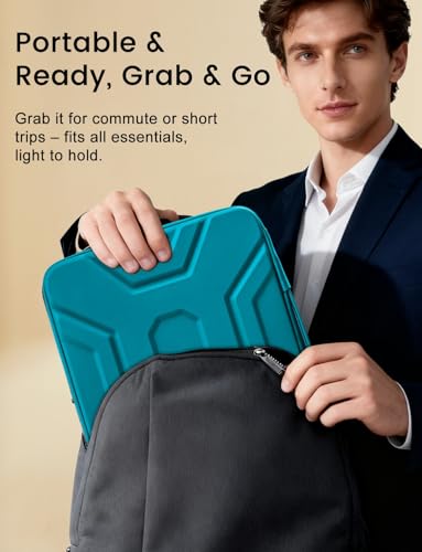 Image of DOMISO 14 inch Laptop Sleeve with Handle, Shockproof & Waterproof EVA Protective Laptop case, Hard Laptop Sleeve for 14 inch HP Dell Asus Lenovo Laptop, Teal