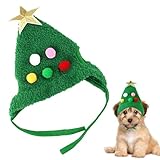 Haustier Weihnachtsmütze, Weihnachtskostüm Haustier Hund Katze, Niedlicher Plüsch Katzen Weihnachtsmütze mit Pompon, Weihnachtskostüm Hund, Perfekt Zum Verkleiden Von Haustieren zu Weihnachten (Grün)