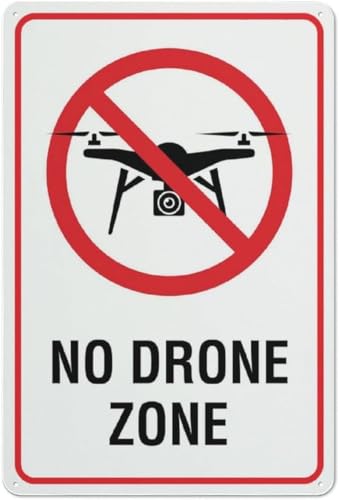No Drone Zone Tin Sign Warning Metal Sign Vintage Wall...