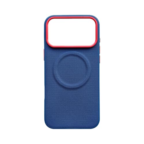 Coque iPhone 17 Pro en cuir bleu idéale pour recharger sans fil au bureau ou en voyage