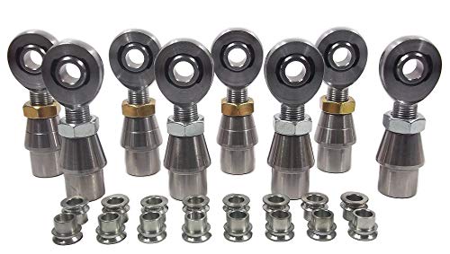 QSC 1/2 X 5/8-18 Chromoly 4-Link Rod End Kit with 1/2-3/8 High Misalignment Spacers & Bungs .120 Wall, Rod End, Heim Joint