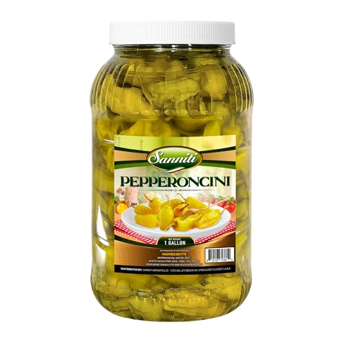 Sanniti Pepperoncini Peppers, 1 Gallon – Mild Pickled Peppers in