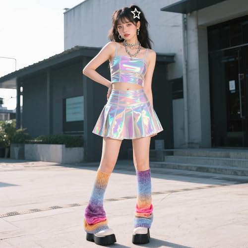 Image of Junely 2 Pairs Leg Warmers for Women Kawaii Leg Warmer Cute Legwarmers Japanese Socks Halloween Goth Emo Gyaru Accessories