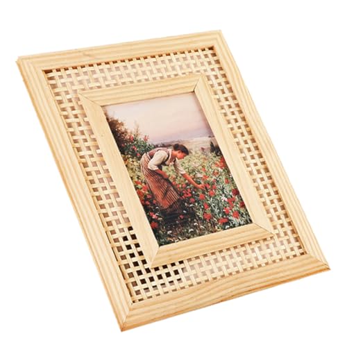 GRIRIW Marco de fotos de ratán de madera maciza marcos para fotos de pared marco fotos pared Decoración de mesa decorativo colgante marco de fotos para el hogar marco de fotos de mesa
