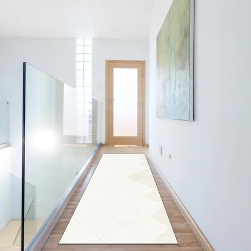 Alfombra de pasillo beige a rayas de 50 x 350 cm para pasillos y cocinas 6