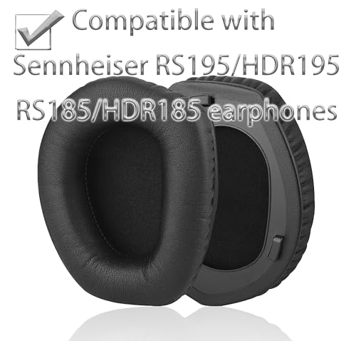 Almohadillas de repuesto compatibles con audífonos Sennheiser RS195 | negras, de cuero proteico y espuma de memoria de alta densidad miniatura 4