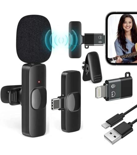 Image of OTOOBEST Wireless Lavalier Microphone for Type-C Android & iPhones – Noise-Cancelling Lapel Mic for YouTube, Video Recording, Live Streaming, No App Required