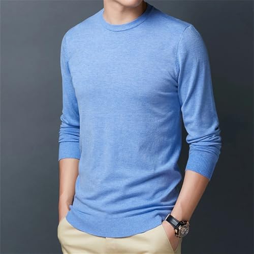 Winter Men's Knitted Warm Pullover Sweater Round Neck Slim Fit Solid Color Fashion Sweater4
