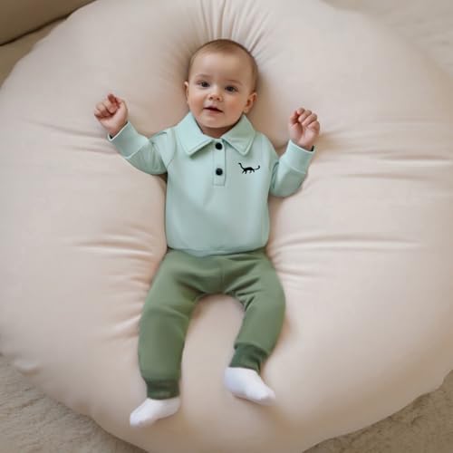 luethbiezx Toddler Baby Boys Long Sleeve Shirt Lapel Collar Dinosaur Embroidery Button Down Pullover Sweatshirt Top4