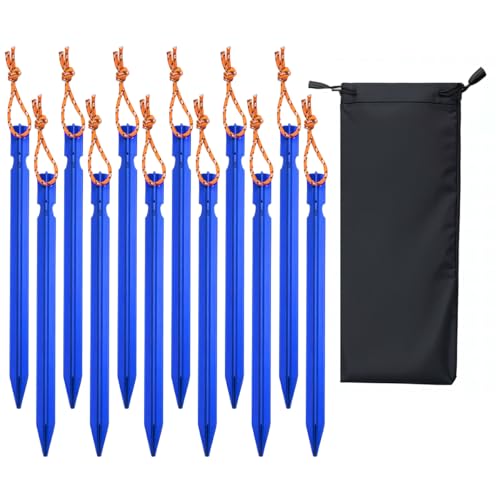 Keovoker 12 Pack Tent Stakes, 7-inch Ultralight Aluminum...