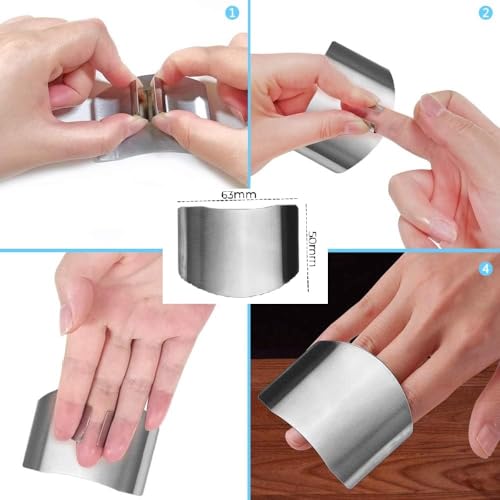 Image of Kitchen Knife Set with Wooden Cutting Board & Finger Guard Set (3+1+1) Stainless Steel Chef, Cleaver & Paring 3-Pcs Knives Set with Safety Covers | Ultra-Sharp Multipurpose Tool Combo