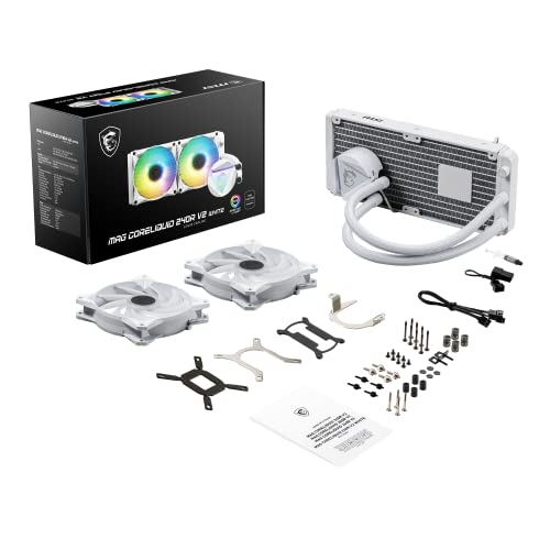 Image of MAG CoreLiquid 240R V2 White - AIO ARGB CPU Liquid Cooler - Rotating Cap Design - LGA 1700 Ready - 240mm Radiator - Dual 120mm ARGB PWM Fans