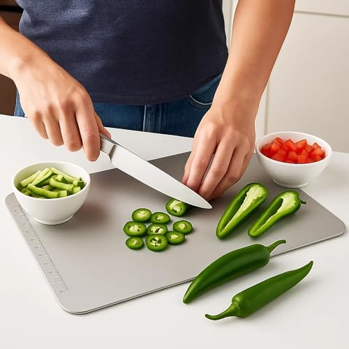 Image of Sulfar Premium Stainless Steel Chopping Board - Large Size for Kitchen, Anti-Bacterial