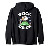 Bock AUF DEICH Nordsee Strandkorb Schaf Meer Küste Strand. Kapuzenjacke
