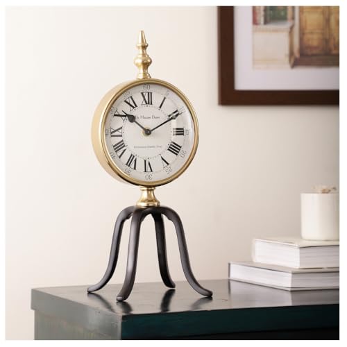 Image of Decor de Maison Handcrafted Quad Stand Luxury Analog Table Clock for Livingroom, Bedroom, Studyroom, Black, Silent Non-Ticking Desk Clock for Home Decor