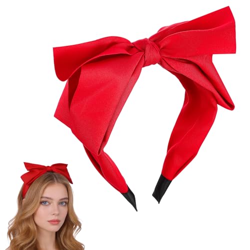 DOPENSPI Red Bow Headband for Women Cute Bowknot Headbands Soft Hair Hoop Band Elastic Hair Accessories for women Washing Face Makeup Party Daily Wear(Red)