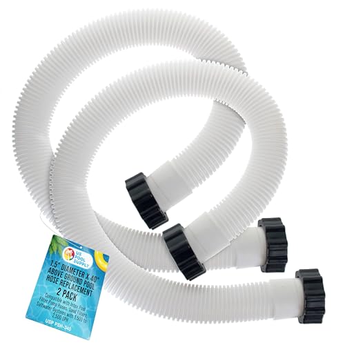 U.S. Pool Supply Manguera de repuesto para piscina sobre el suelo, 3.8 cm de diámetro x 101.6 cm de largo, paquete de 2 – Compatible con mangueras de bomba de filtro de piscina Intex, filtros de