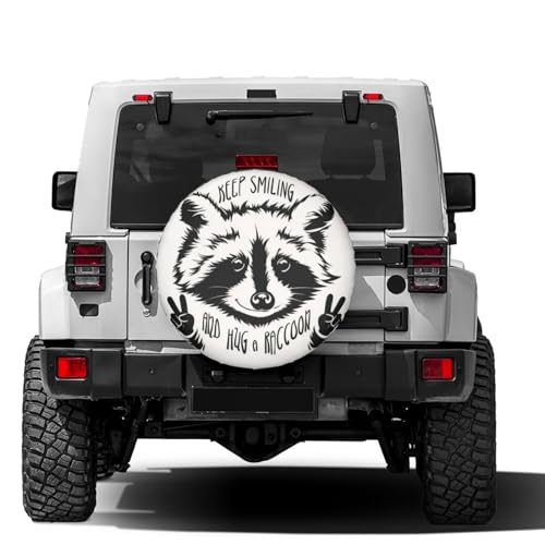 Image of Delerain Raccoon Spare Tire Cover Sun Protector Waterproof Wheel Protectors for Jeep Trailer RV SUV Truck and Many Vehicle(16 Inch for Diameter 29 inch-31 inch)