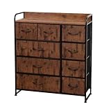 チェスト タンス 箪笥 布製 引き出し 木製天板付き 収納ケース 洋服収納 リビング収納 大容量 衣類収納 収納チェスト 収納ボックス 和風 おしゃれ 北欧 多機能 簡単組立 (4段9杯)