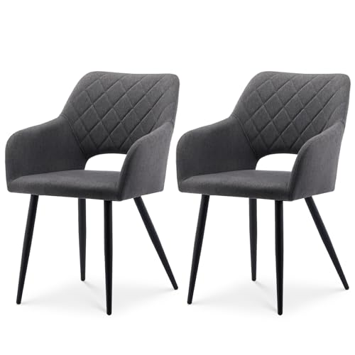 Tukailai Juego De 2 Sillas De Comedor En Tela, Sillas De Cocina Nordica Estilo Reposabrazos Modernos, Sillas Ergonomica Salón Patas De Metal Comedor Cocina Presente Gris Oscuro Tukailai Juego De 2 Sillas De Comedor En Tela, Sillas De Cocina Nordica Estilo Reposabrazos Modernos, Sillas Ergonomica Salón Patas De Metal Comedor Cocina Presente Gris Oscuro