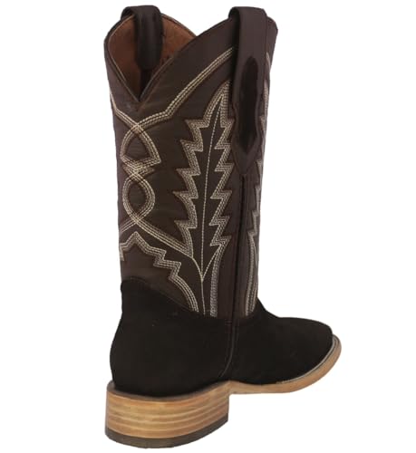 Texas Legacy Mens Dark Brown Western Dress Cowboy Boots Classic Suede Leather Square Toe3