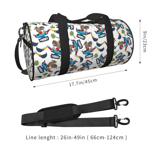 Large Duffle Bag for Travel - Funny Excavator Gym Bag for Women Men, Foldable Travel Bags for Women Men with Zippered Multiple Pockets2