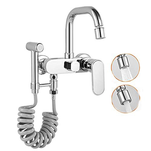 Grifo Cocina Pared Grifo De Cocina Rotación De 360 Montada En La Pared Agua Caliente Del Dos Tipos De Salidas De Agua Se Pueden Cambiar Libremente Todo Cobre Con Pistola De Presión-Galvanoplastia Grifo Cocina Pared Grifo De Cocina Rotación De 360 Montada En La Pared Agua Caliente Del Dos Tipos De Salidas De Agua Se Pueden Cambiar Libremente Todo Cobre Con Pistola De Presión-Galvanoplastia