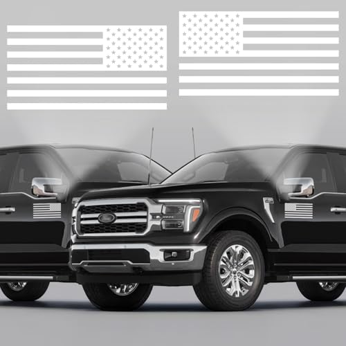 Image of Die Cut Subdued White American Flag Sticker 3 inch X 5 inch Tactical Military Flag USA Decal - Set of 2 Waterproof Vinyl Car Window & Bumper Vinyl Decal for Truck, RV, Laptop, Hard Hat & Helmet