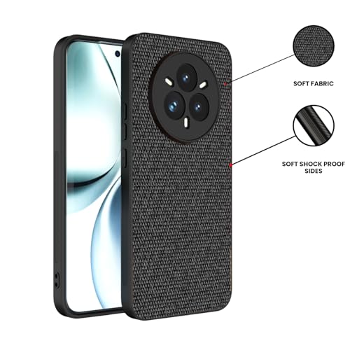 Image of Kapa Soft Full Fabric Protective Back Case Cover for Realme 14 Pro+ (Plus) 5G | Shockproof Slim Hard Anti Slip Back Case (Black)
