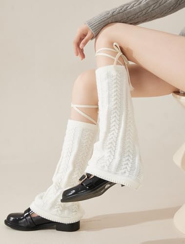 Image of YELAIVP Women's Leg Warmers Knit Kawaii Y2K Harajuku Leg Warmers with Adjustable String for Women Lolita Accessories