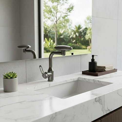 Image of EVANEX Kitchen Faucet | 304 Stainless Steel Pull Out Kitchen Faucet | Kitchen Tap | 360 Degree Rotating Tap for Sink Water Saving Aerated Flow | Deck Mounted Kitchen Sink Tap