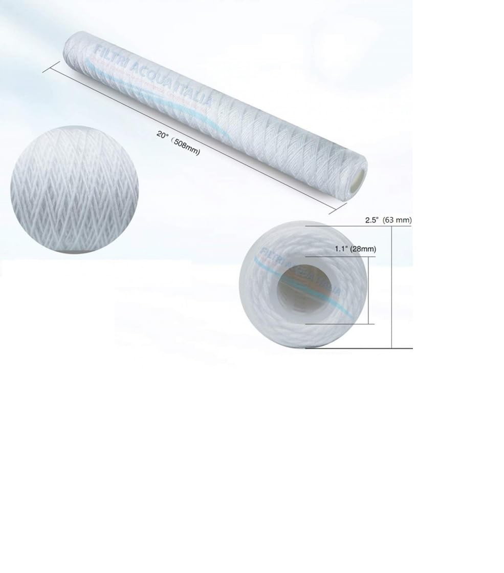 Cartuccia Filtro Filo Avvolto 20 Pollici Micron 50 Filtri Acqua Italia Set 6 Pezzi