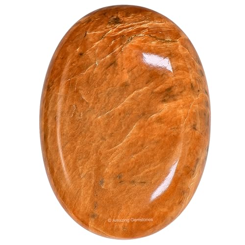 Image of Amazing Gemstone Peach Moonstone Crystals and Healing Stones - Large Palm Stone Crystals Piedra - Crystal for Good Luck, Positive Energy, Meditation - Unique Stocking Stuffers and Gifts for Women, Men