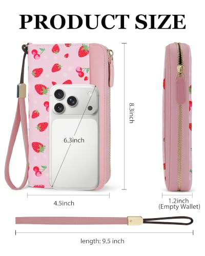 Image of Large Wallet for Women, Clutch Wallet with Passport Holder | RFID Wallet for Women, Zipper Clutch Purse, Passport Holder for Travel, Multiple Card Slots, Phone Pocket, Wristlet Strap