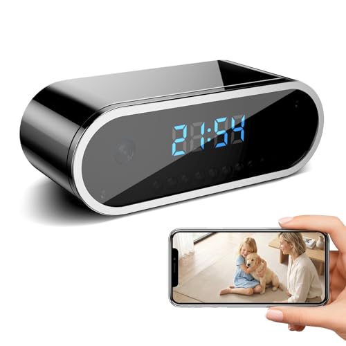 XSHGZ Wireless WiFi Indoor Security Camera with Clock for Home with App Control Motion Detection 150 Outdoor Camera with Night Vision & Loop Recording for Office/Shop/Pet/Garage User-Friendly